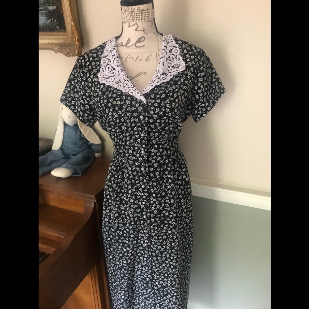 Betsy’s Things Women’s Petite Lace Collar Dress Final Sale